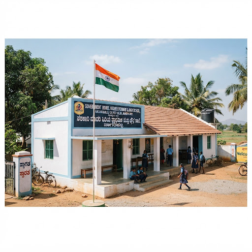 Rural school building facade